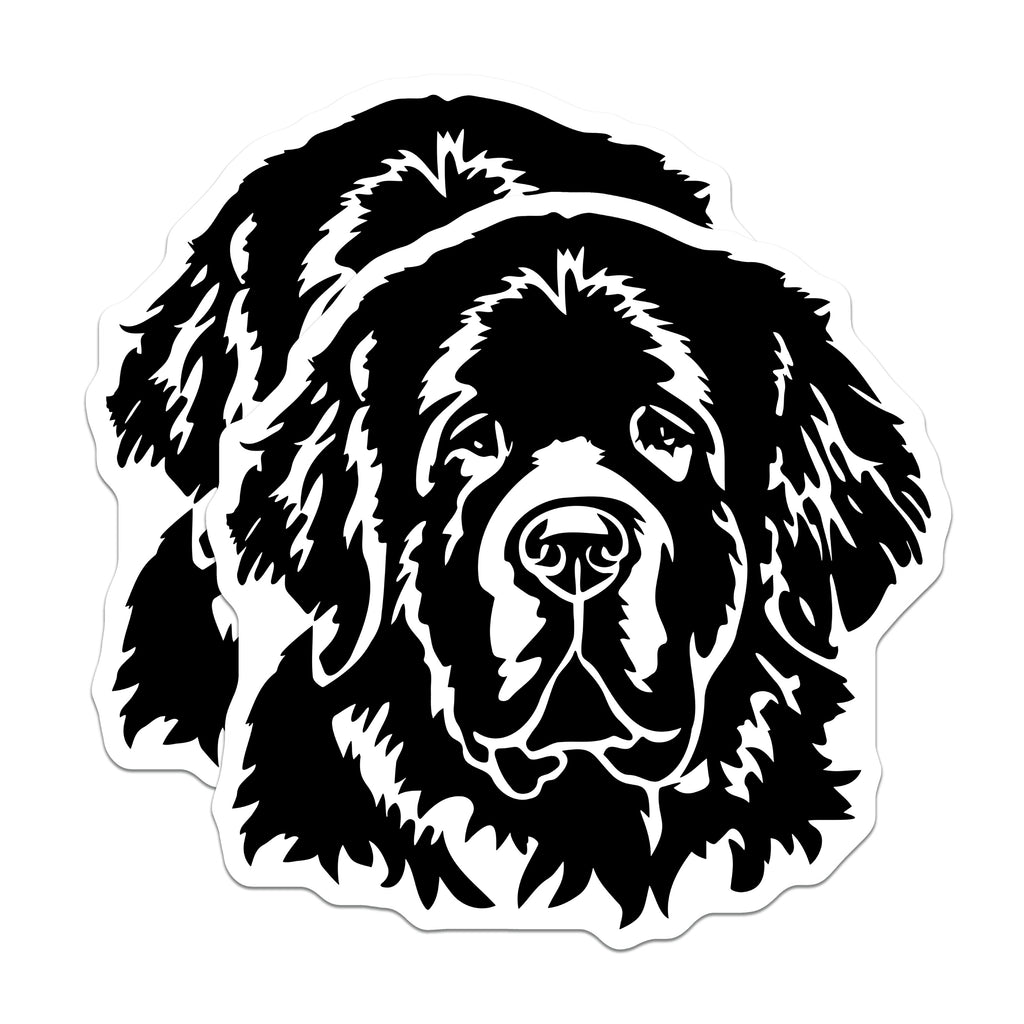 (2 Pack) Newfoundland Dog Head Magnets - Black Dog Lover Decor - Pet Parent Refrigerator Locker Magnets - 5 Inches On Longest Side - Thick Durable Magnet - Made in USA - MAG38156