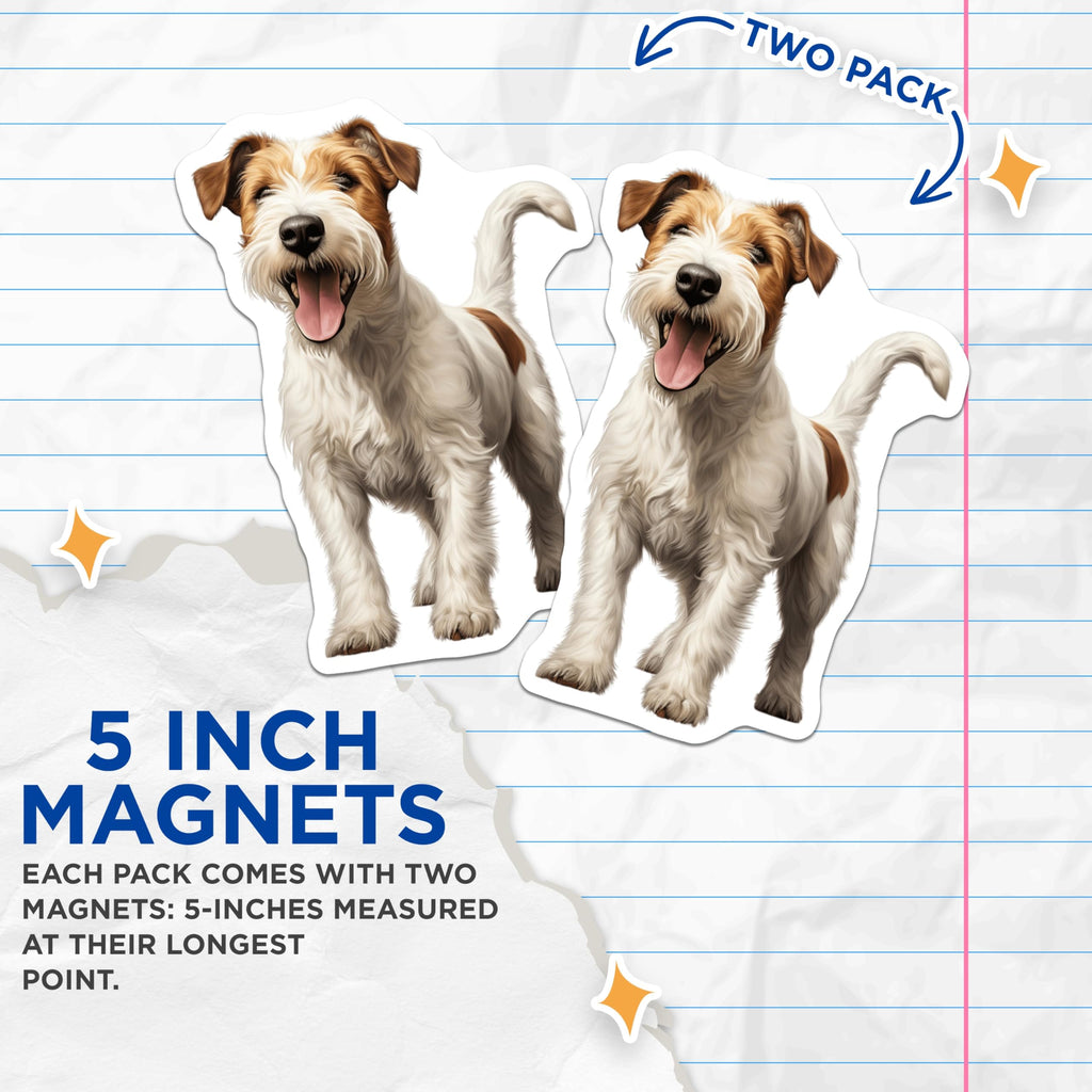 (2 Pack) Jack Russell Terrier Magnets - Happy Dog Art - Dog Owner Home Accent - 5 Inches On Longest Side - Thick Durable Magnet - Made in USA - MAG28819
