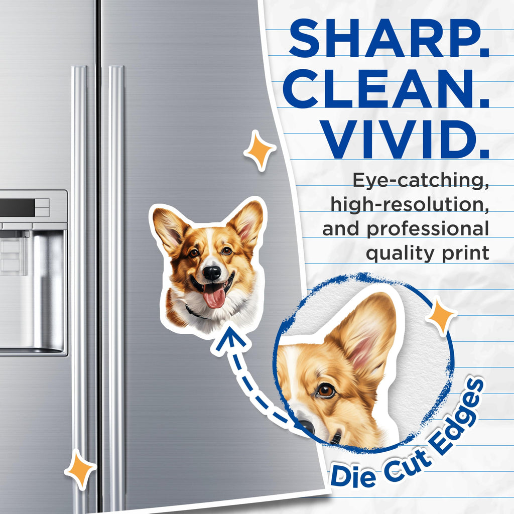 (2 Pack) Corgi Dog Magnets - Corgi Owner Accessory - Happy Pet Lover Decor - Refrigerator Decor - 5 Inches On Longest Side - Thick Durable Magnet - Made in USA - MAG28600