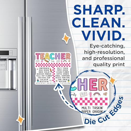 (2 Pack) Teacher Magnets Magnets - Funny Teacher - Classroom Decor - 5" On Longest Side - Made in USA - Sticks to Refrigerators & Metal Surfaces - MAG9126