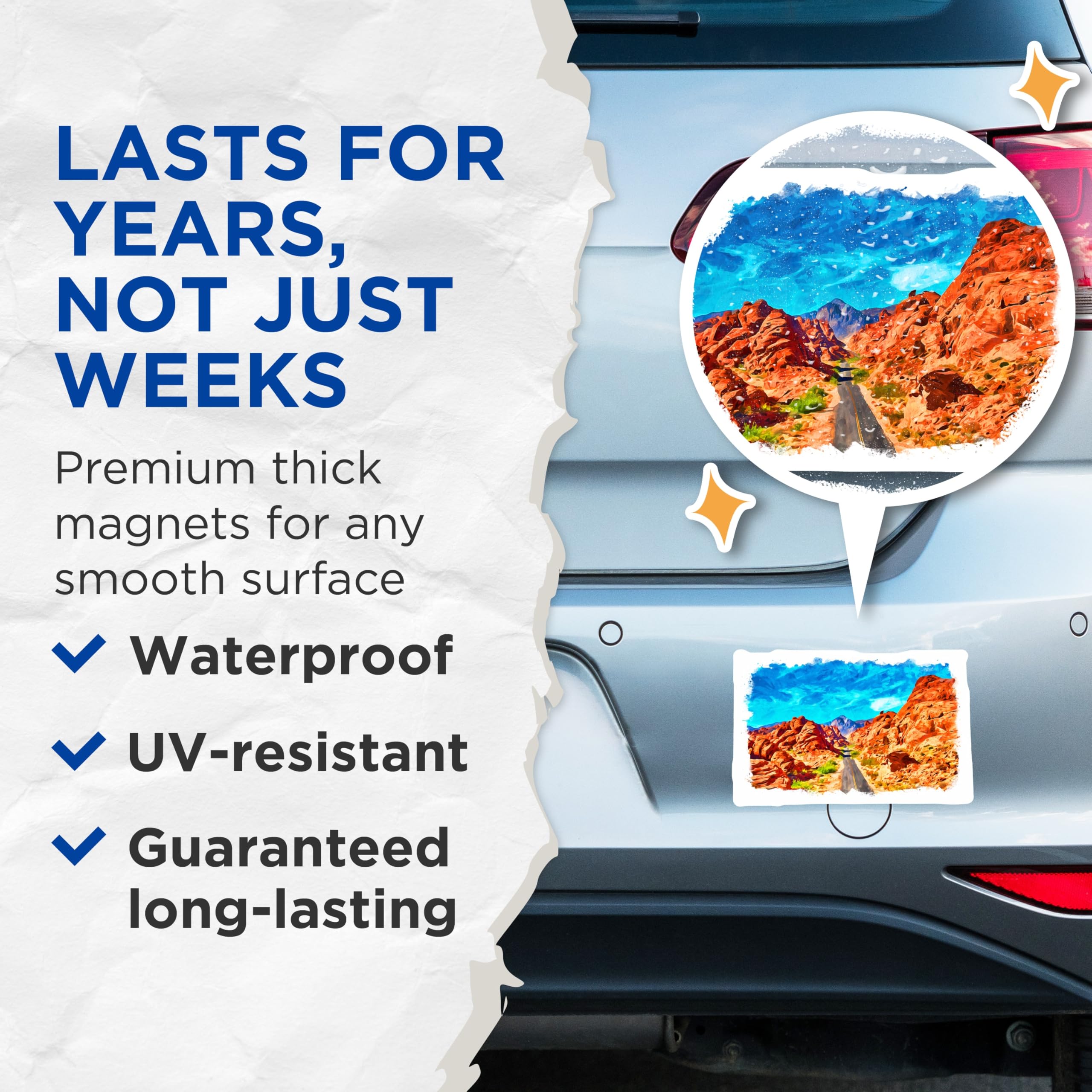 (2 Pack) Watercolor Desert Magnets - Southwestern Red Rock Landscape - Arid Mountain Scenery Art - 5 Inches On Longest Side - Thick Durable Magnet - Made in USA - MAG22984