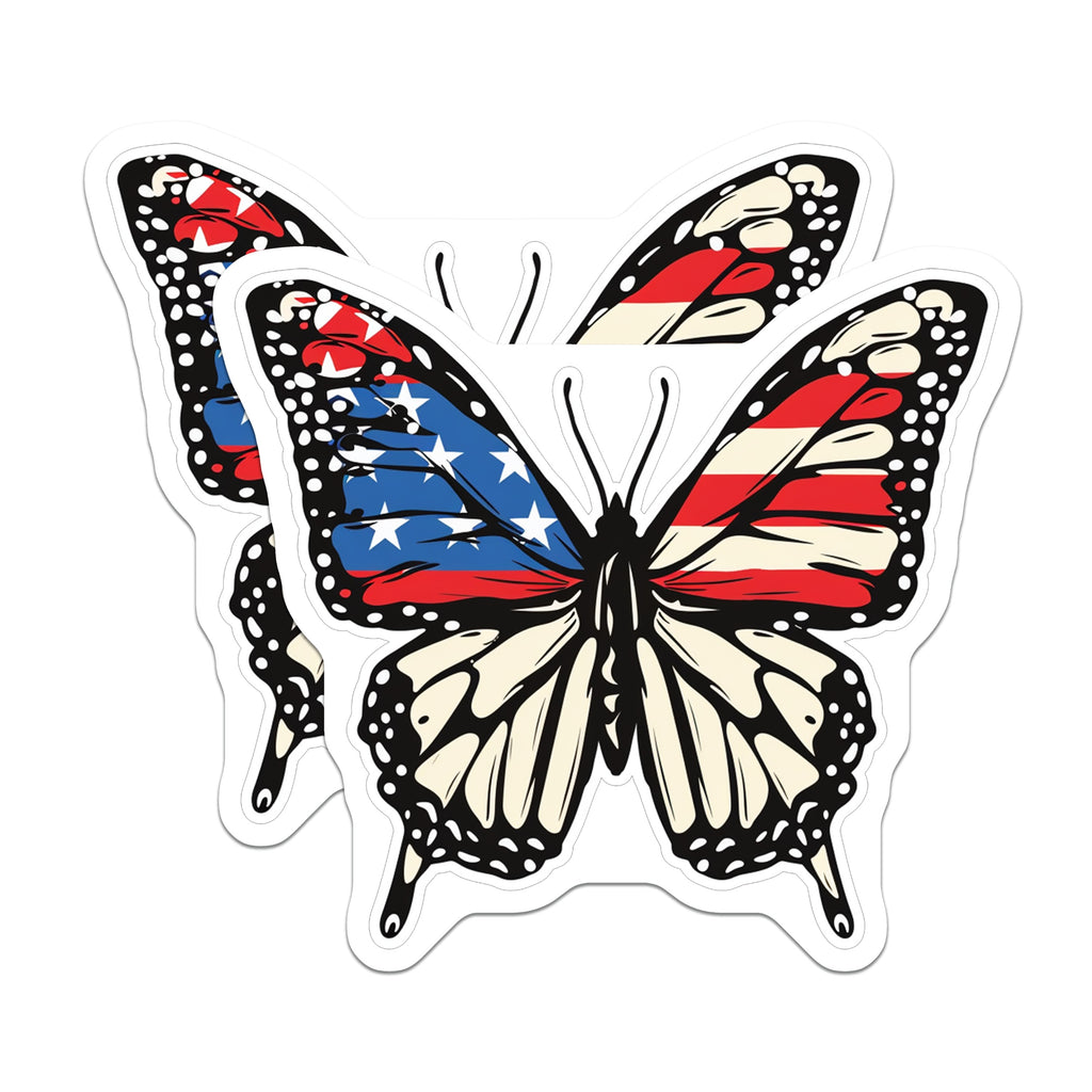 (2 Pack) American Flag Butterfly Magnets - Patriotic Fridge Locker Decoration - 4th of July USA Pride - 5 Inches On Longest Side - Thick Durable Magnet - Made in USA - MAG37568