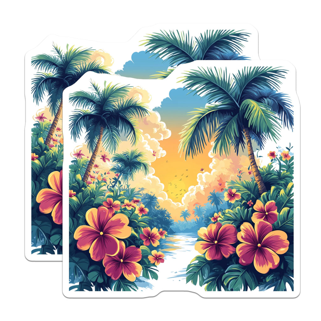 (2 Pack) Tropical Paradise Magnets - Hawaiian Decor - Summer Beach Vibe - 5 Inches On Longest Side - Thick Durable Magnet - Made in USA - MAG29535