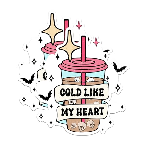 (2 Pack) Cold Like My Heart Stickers - Funny Drink Stickers - Cute Halloween Stickers - 5" On Longest Side - Sticks to Any Smooth Flat Surface - Made in USA - BMCS2876