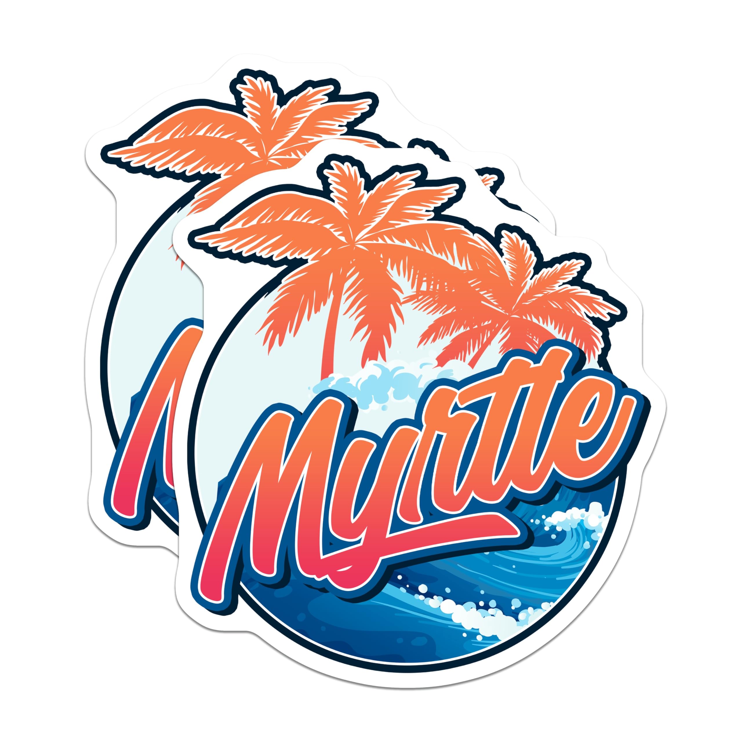(2 Pack) Myrtle Beach Magnets - Tropical Palm Trees Ocean Waves - Coastal Vacation Souvenir - Summer Destination Decor - 5 Inches On Longest Side - Thick Durable Magnet - Made in USA - MAG19266