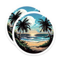 (2 Pack) Tropical Beach Magnets - Moonlit Palm Tree Decor - Ocean Wave Fridge Magnets - Coastal Aesthetic Travel Souvenir - 5 Inches On Longest Side - Thick Durable Magnet - Made in USA - MAG37111