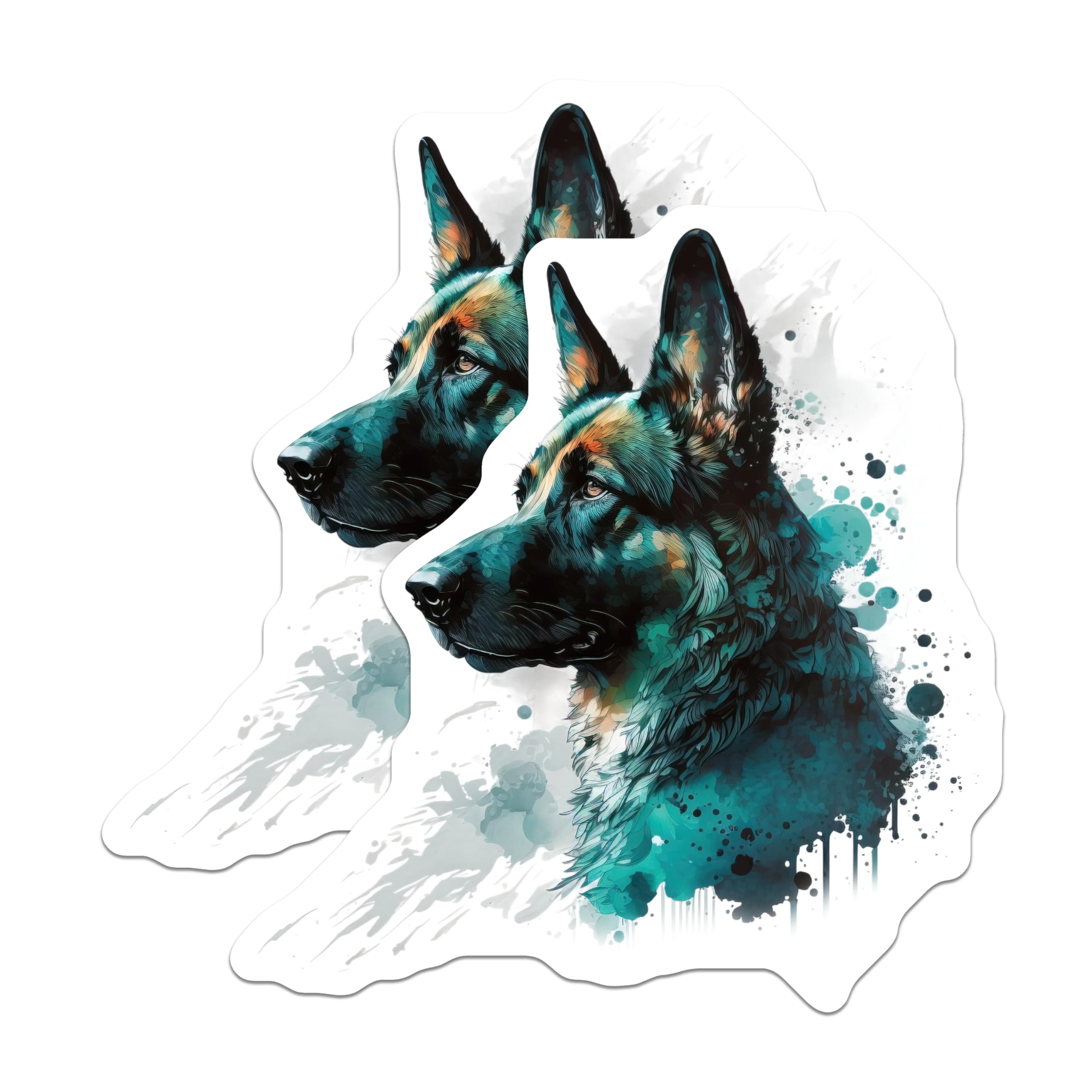 (2 Pack) German Shepherd Magnets - Watercolor Dog Art - Pet Lover Decor - 5 Inches On Longest Side - Thick Durable Magnet - Made in USA - MAG27299