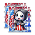(2 Pack) Cute Grim Reaper Stickers - American Flag Skeleton Art - Patriotic Grim Reaper - 5" On Longest Side - Sticks to Smooth Flat Surfaces - Made in USA - BMCS7910