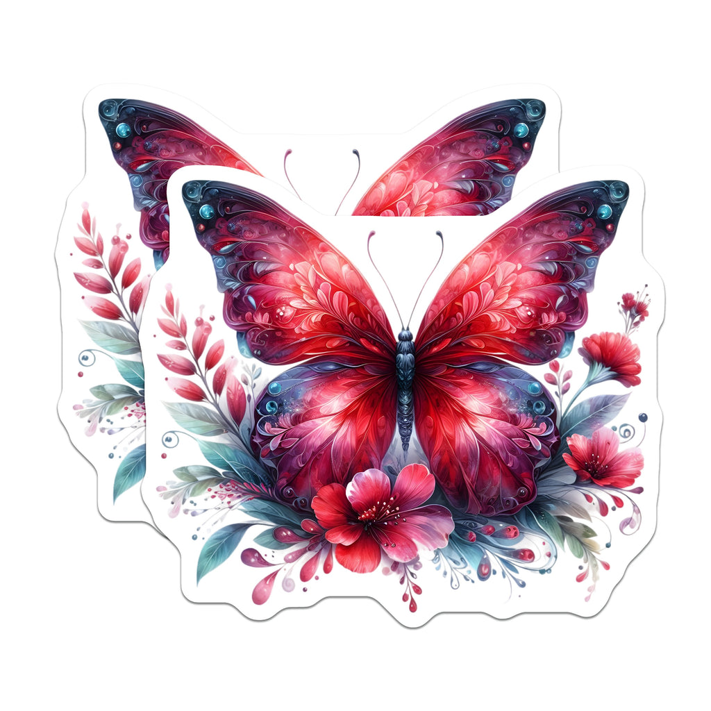 (2 Pack) Vibrant Butterfly Refrigerator Magnets - Fantasy Floral Decor - Whimsical Nature Aesthetic - 5 Inches On Longest Side - Thick Durable Magnet - Made in USA - MAG37683