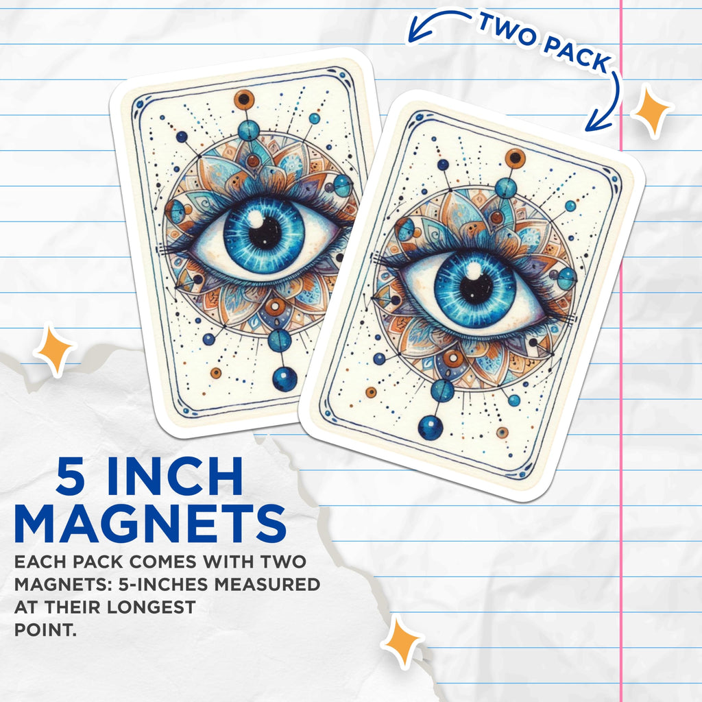 (2 Pack) Third Eye Magnets - Spiritual Decor - Visionary Art Fridge Magnets - 5" On Longest Side - Premium Magnet - for Cars, Refrigerators, Toolboxes, Lockers - Made in USA - MAG15407
