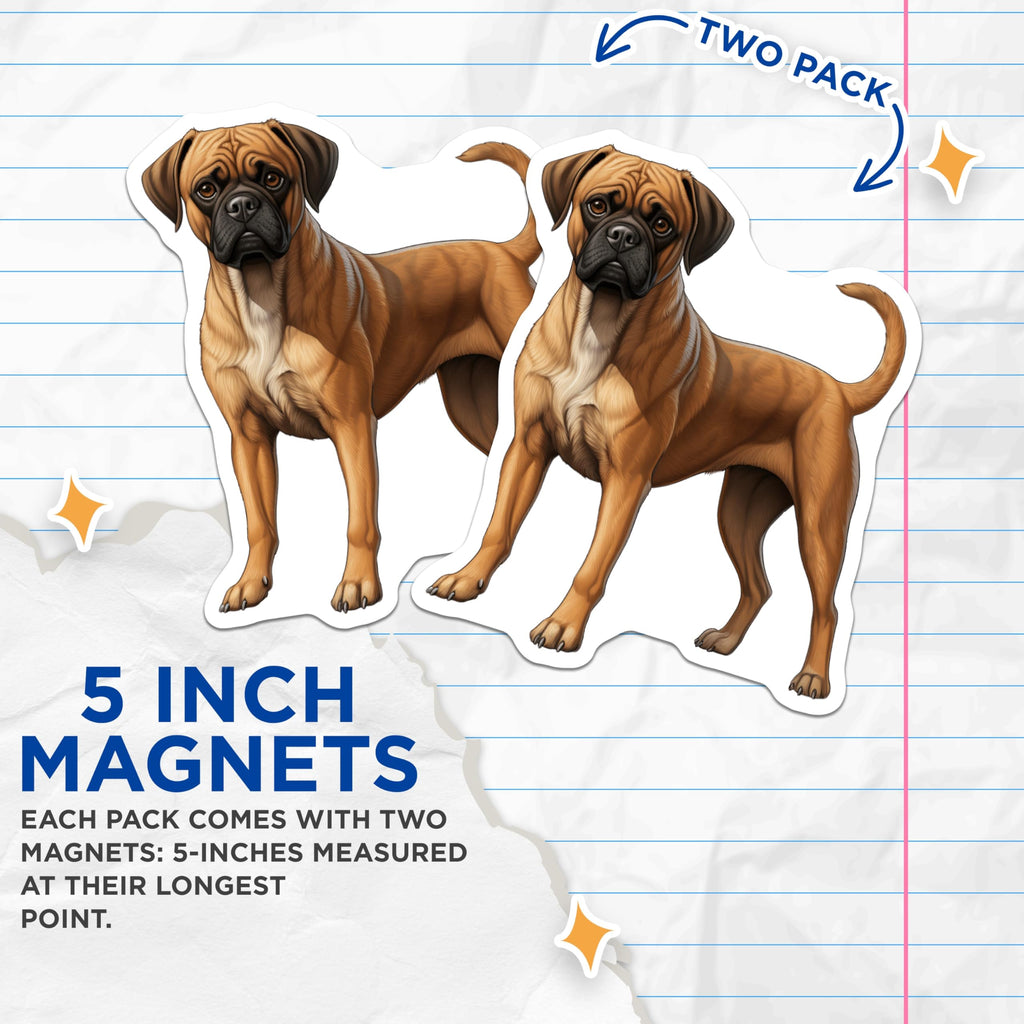 (2 Pack) Boxer Dog Magnets - Pet Owner Refrigerator Decor - Canine Animal Lover Accessory - 5 Inches On Longest Side - Thick Durable Magnet - Made in USA - MAG30660
