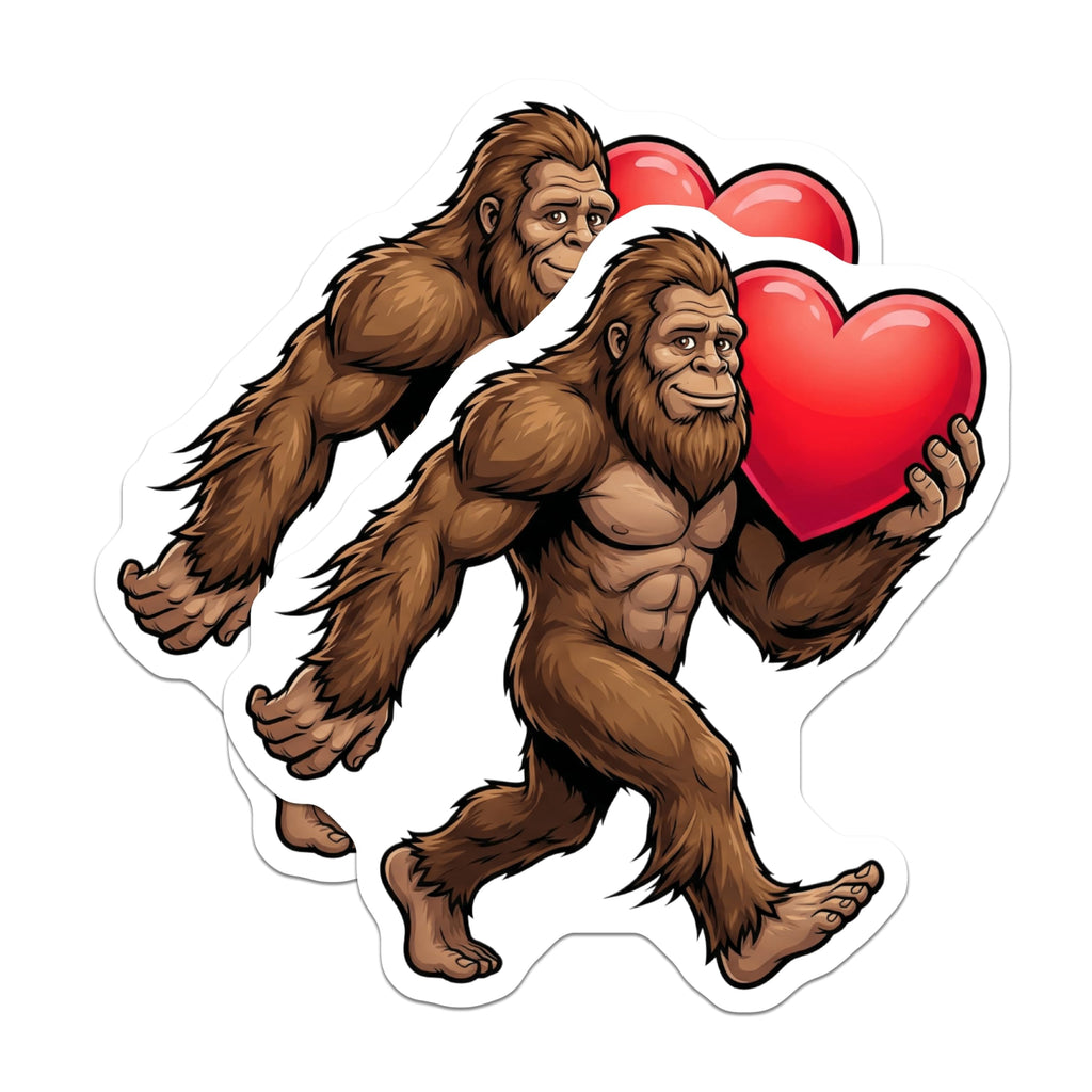 (2 Pack) Bigfoot Magnets - Heart Valentines Day - Cartoon Yeti Fridge Magnets - 5" On Longest Side - Premium Magnet - for Cars, Refrigerators, Toolboxes, Lockers - Made in USA - MAG16665