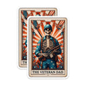 (2 Pack) Veteran Dad Stickers - Patriotic Skeleton Stickers - Military Dad Art Stickers - 5" On Longest Side - Sticks to Smooth Flat Surfaces - Made in USA - BMCS5515