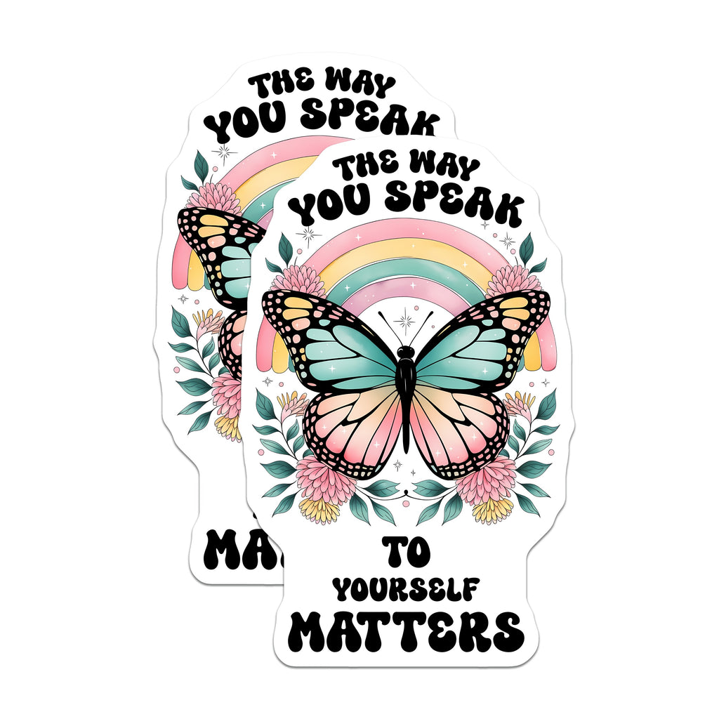 (2 Pack) Self Love Affirmation Magnets - Butterfly Rainbow Decor - Positive Mental Health Quote - 5 Inches On Longest Side - Thick Durable Magnet - Made in USA - MAG37053