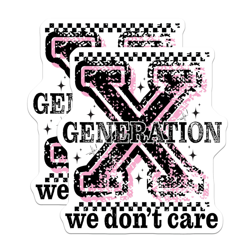 (2 Pack) Generation We Dont Care Magnets - Rebel Attitude Grunge Style - Edgy Statement Checkerboard Design - 5 Inches On Longest Side - Thick Durable Magnet - Made in USA - MAG22090