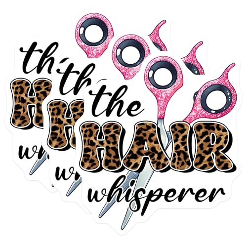 (3 Pack) Hair Whisperer Decals - Hairstylist Decal - Salon Decal - 3 Inches On Longest Side - Easy Peel & Apply - Made in USA - 3MCS6338
