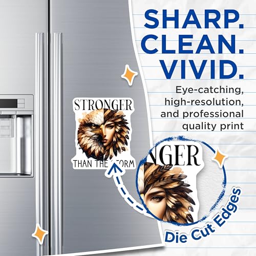 (2 Pack) Stronger Than The Storm Magnets Magnets - Inspirational Quote - Unique Art - 5" On Longest Side - Made in USA - Sticks to Refrigerators & Metal Surfaces - MAG9241
