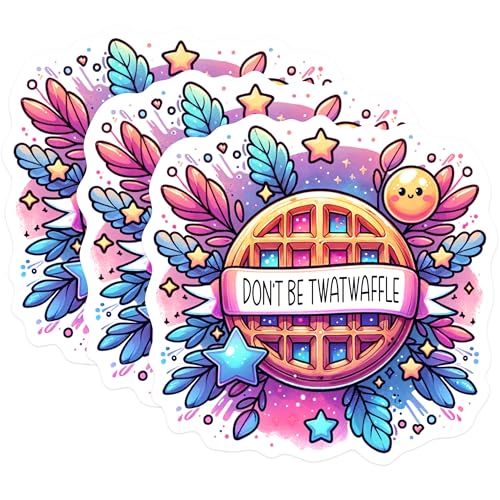 (3 Pack) Don't Be a Twatwaffle Decals - Funny Waffle Pun - Sarcastic Laptop Decal - 3 Inches On Longest Side - Easy Peel & Apply - Made in USA - 3MCS0249