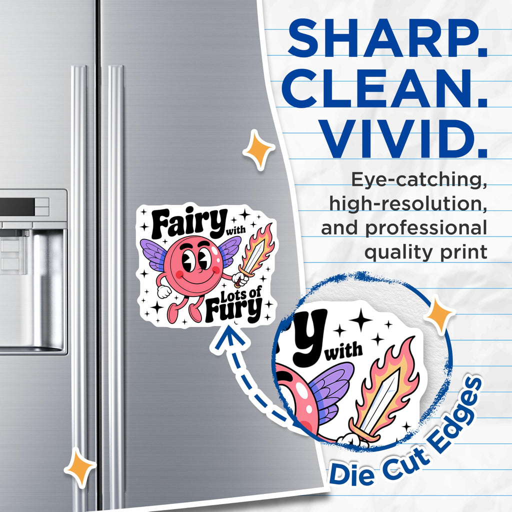 (2 Pack) Fairy with Lots of Fury Magnets - Retro Cartoon Character - Funny Fantasy Art Refrigerator Decor - 5 Inches On Longest Side - Thick Durable Magnet - Made in USA - MAG21803