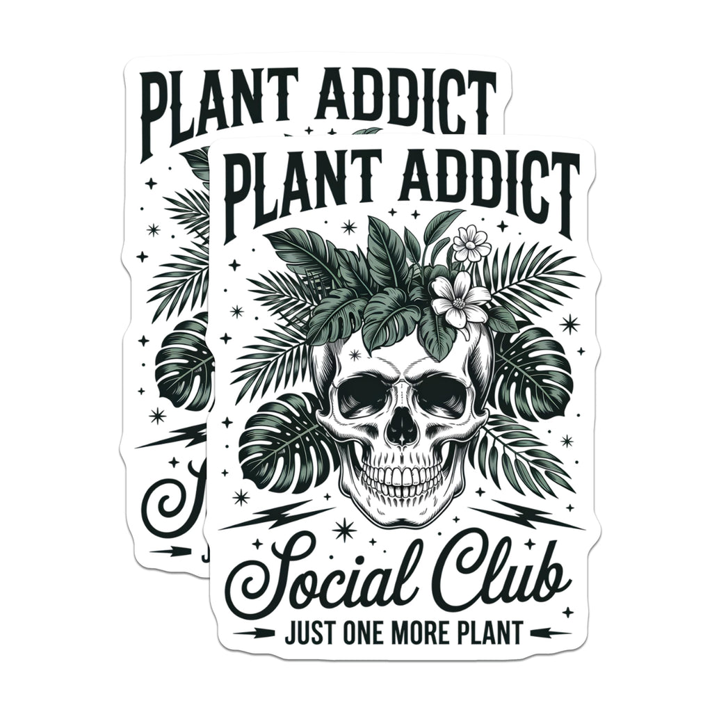 (2 Pack) Plant Addict Magnets - Botanical Skull Design - Houseplant Lover Decor - Funny Gardener Fridge Locker Art - 5 Inches On Longest Side - Thick Durable Magnet - Made in USA - MAG20812