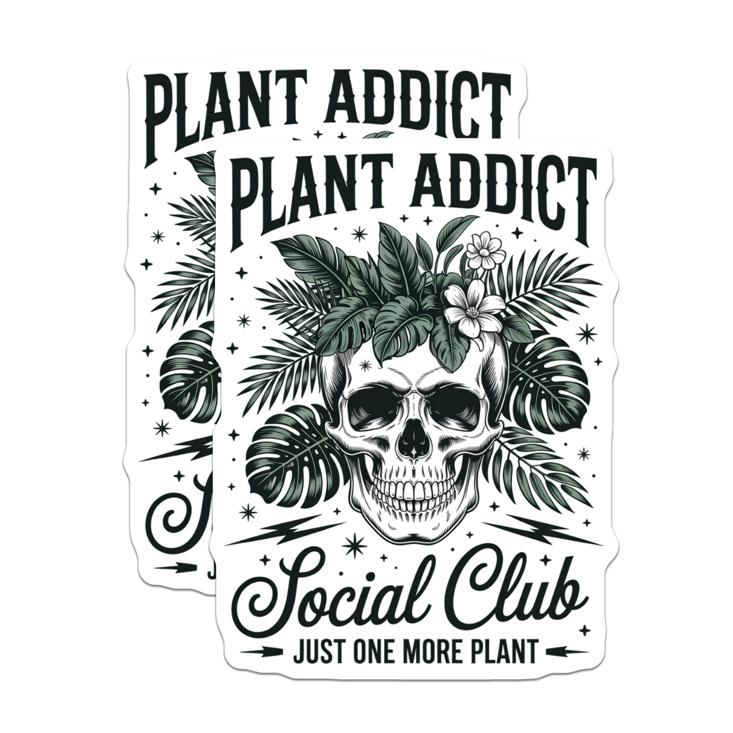 (2 Pack) Plant Addict Magnets - Botanical Skull Design - Houseplant Lover Decor - Funny Gardener Fridge Locker Art - 5 Inches On Longest Side - Thick Durable Magnet - Made in USA - MAG20812