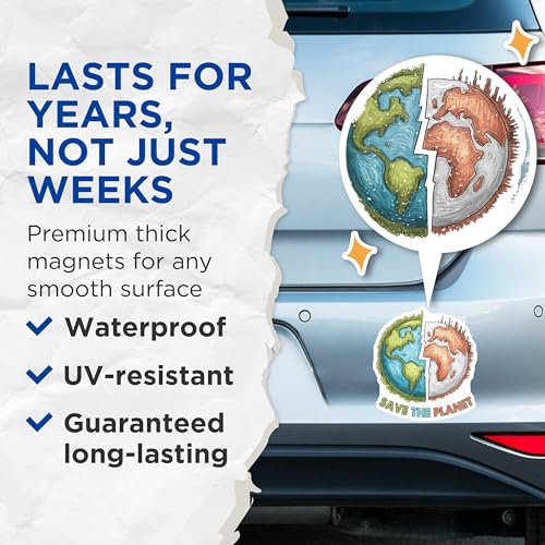 (2 Pack) Save The Planet Magnets - 5" On Longest Side - for Cars, Fridges, Toolboxes - Made in USA - MAG7694