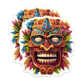 (2 Pack) Tiki Mask Magnets - Polynesian Decor - Colorful Island Art - 5 Inches On Longest Side - Thick Durable Magnet - Made in USA - MAG20898