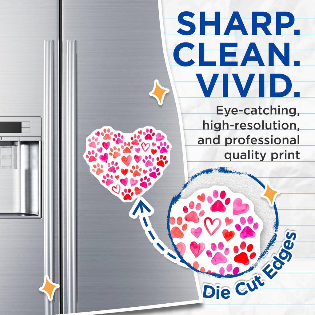 (2 Pack) Heart Paw Print Magnets - Dog Lover Decor - Animal Paw Magnets - 5" On Longest Side - Premium Magnet - for Cars, Refrigerators, Toolboxes, Lockers - Made in USA - MAG14319