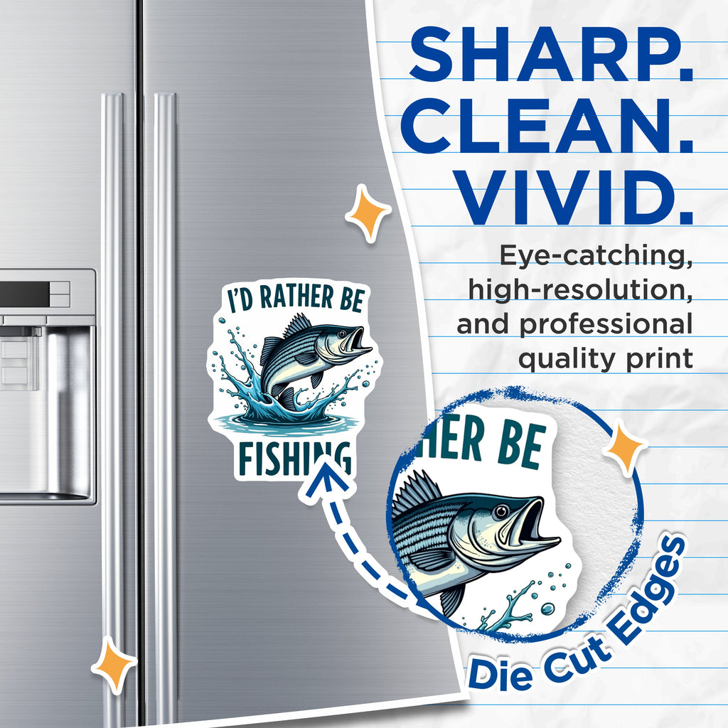 (2 Pack) I'd Rather BE Fishing Magnets - Angler Refrigerator Decor - Fisherman Humor Accessory - 5 Inches On Longest Side - Thick Durable Magnet - Made in USA - MAG37404