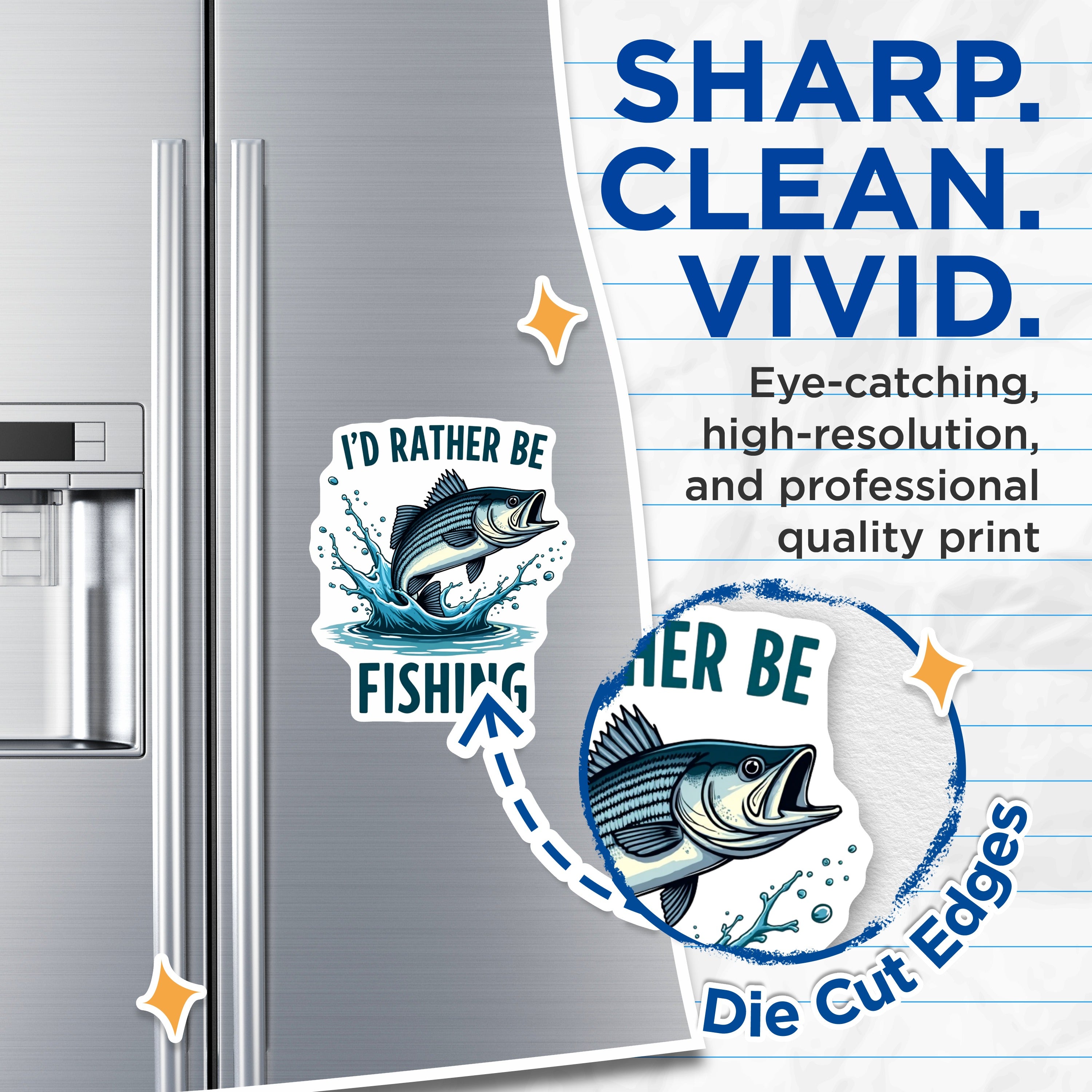 (2 Pack) I'd Rather BE Fishing Magnets - Angler Refrigerator Decor - Fisherman Humor Accessory - 5 Inches On Longest Side - Thick Durable Magnet - Made in USA - MAG37404