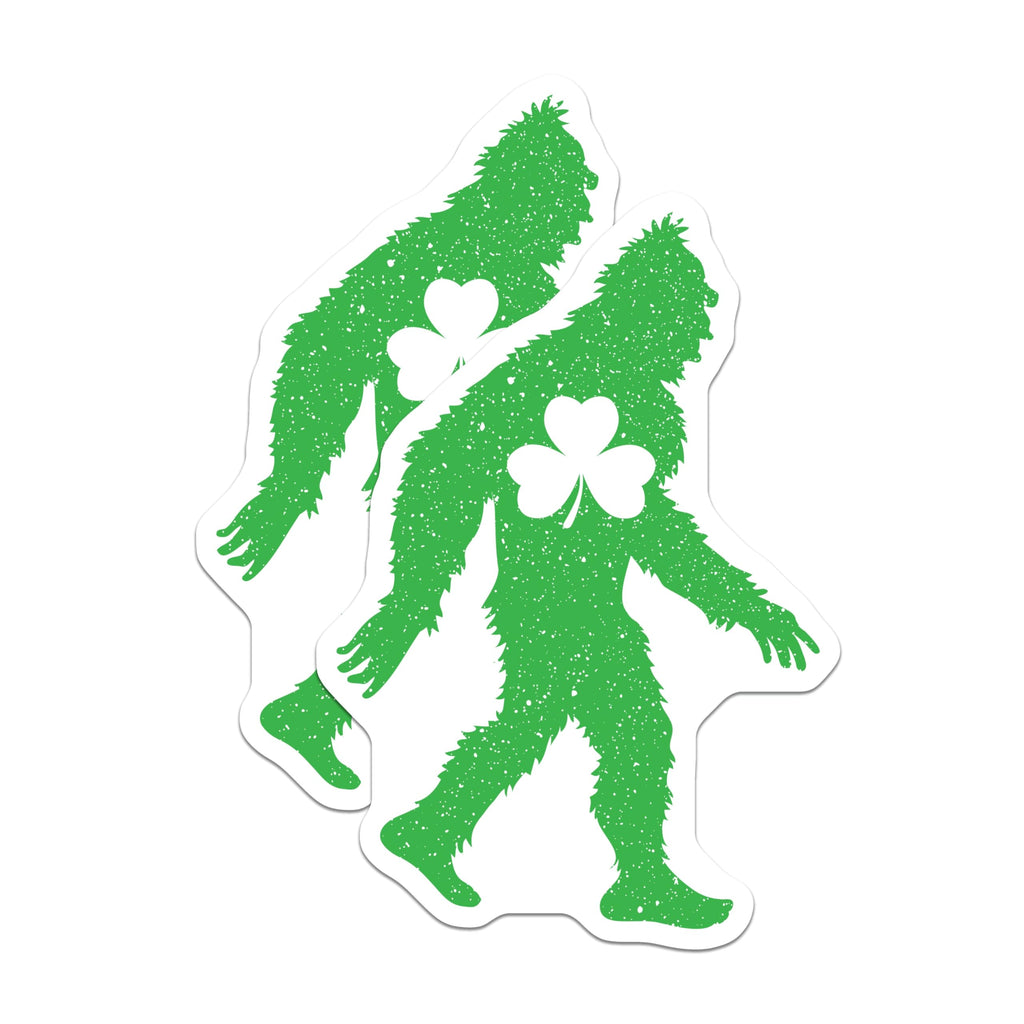 (2 Pack) Bigfoot Magnets - Shamrock St Patricks Day Decor - Irish Sasquatch - 5" On Longest Side - Premium Magnet - for Cars, Refrigerators, Toolboxes, Lockers - Made in USA - MAG17139