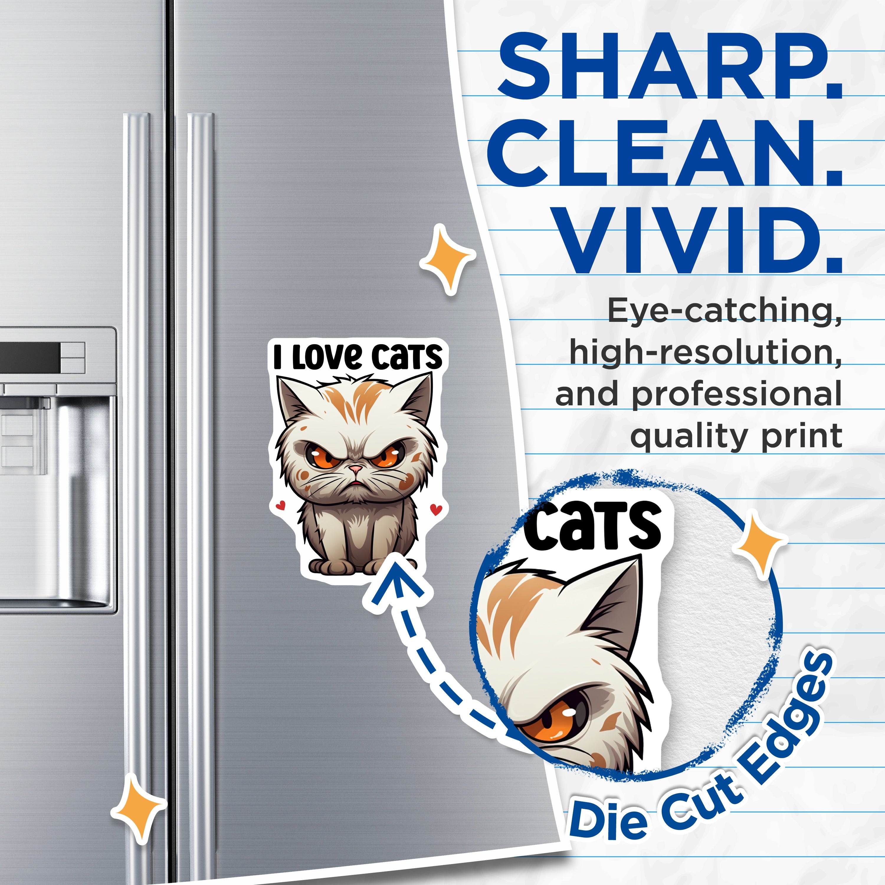 (2 Pack) Grumpy Cat Magnets - Funny Cat Lover Refrigerator Decor - Sarcastic Feline Kitchen Accessory - 5 Inches On Longest Side - Thick Durable Magnet - Made in USA - MAG38560
