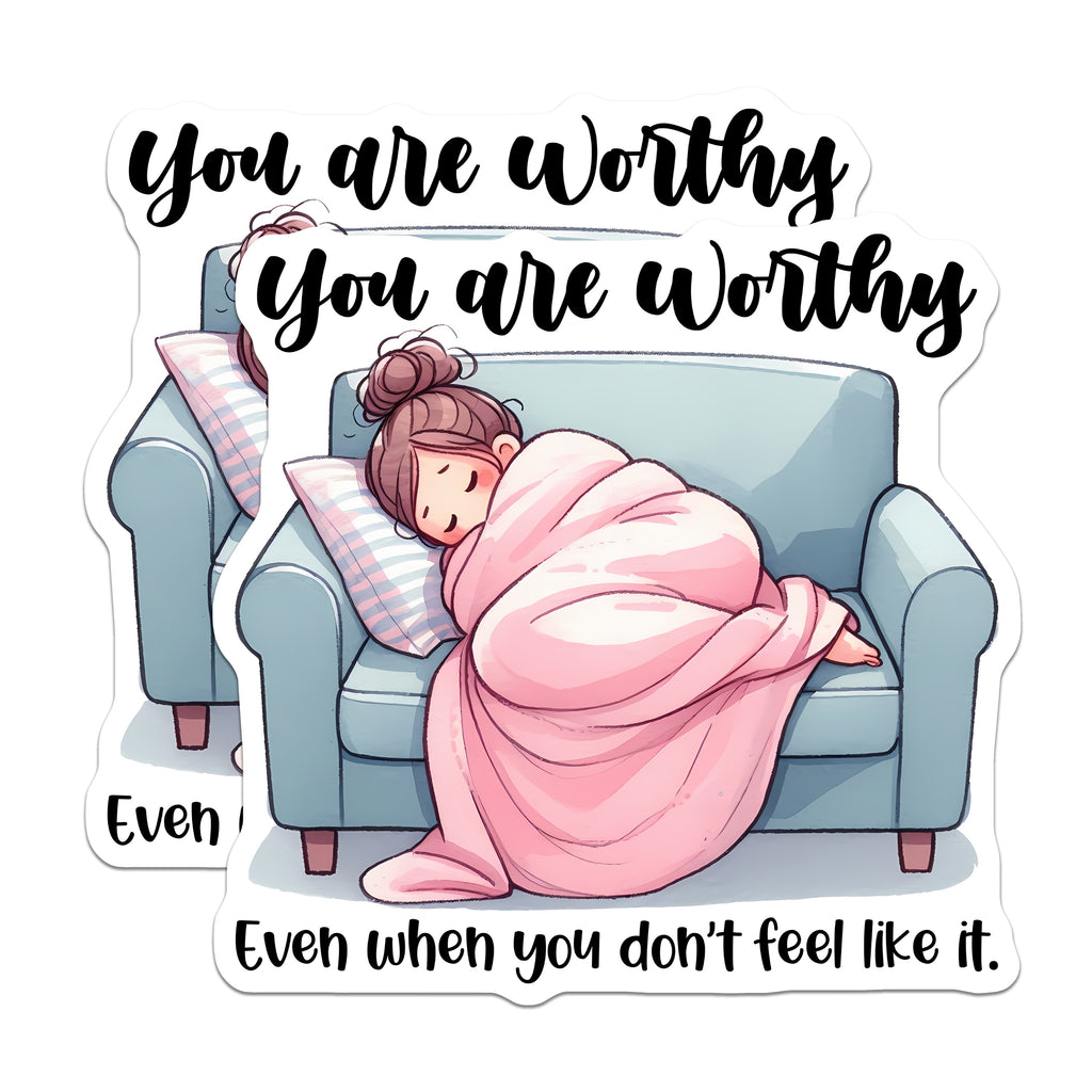 (2 Pack) You are Worthy Magnets - Self Care Reminder - Mental Health Support - Cozy Vibe Decor - Encouragement for Friend - 5 Inches On Longest Side - Thick Durable Magnet - Made in USA - MAG37812