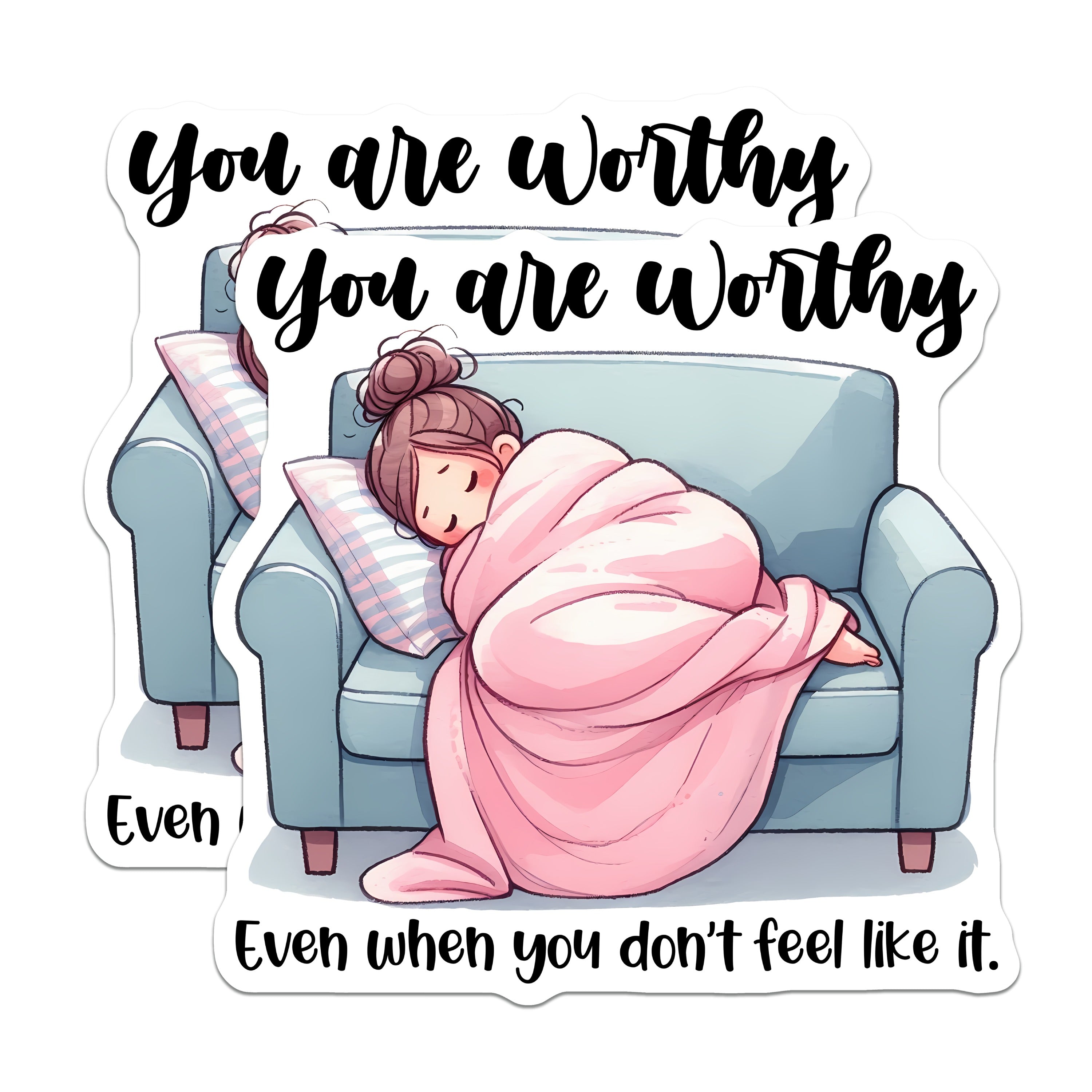 (2 Pack) You are Worthy Magnets - Self Care Reminder - Mental Health Support - Cozy Vibe Decor - Encouragement for Friend - 5 Inches On Longest Side - Thick Durable Magnet - Made in USA - MAG37812