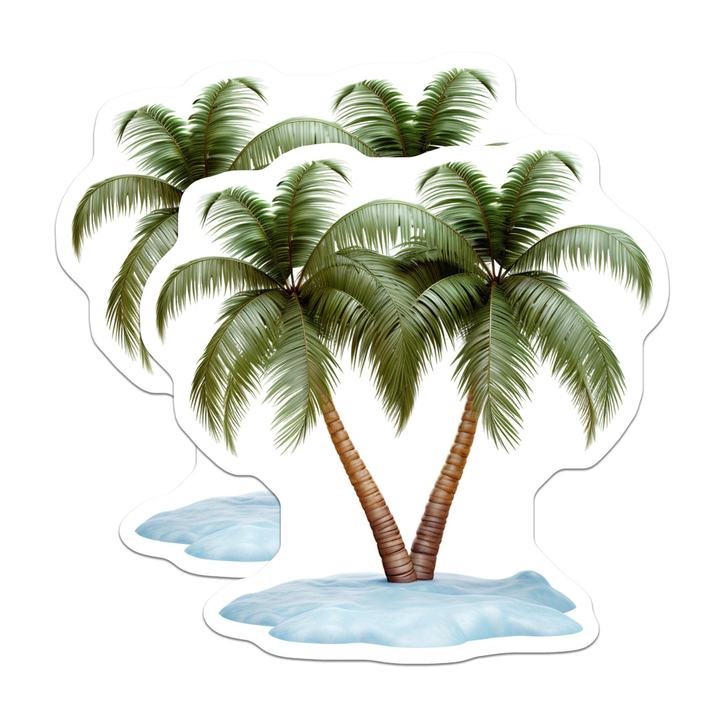 (2 Pack) Tropical Palm Trees Magnets - Island Beach Scene Decor - Summer Vacation Vibes - 5 Inches On Longest Side - Thick Durable Magnet - Made in USA - MAG19592