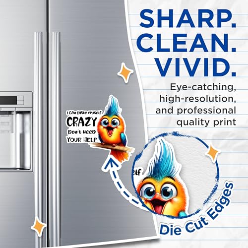 (2 Pack) Funny Bird Quote Magnets - Colorful Bird Fun Magnets - Cute Animal Sassy Saying Magnets- 5" On Longest Side - for Fridges, Toolboxes, Cars - Made in USA - MAG2924