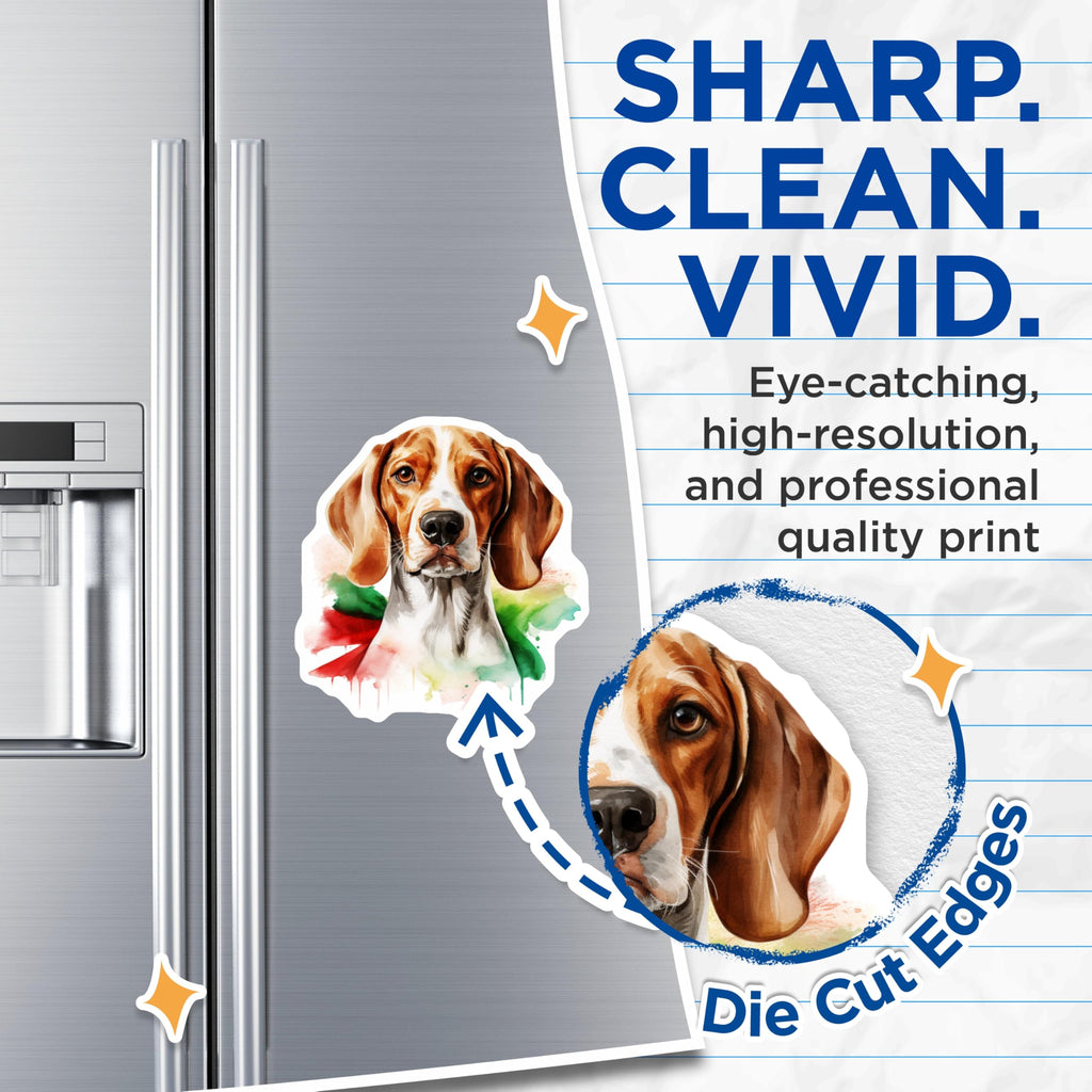 (2 Pack) Beagle Dog Magnets - Watercolor Hound Art - Dog Lover Home Decor - Pet Parent Kitchen Accent - 5 Inches On Longest Side - Thick Durable Magnet - Made in USA - MAG25698