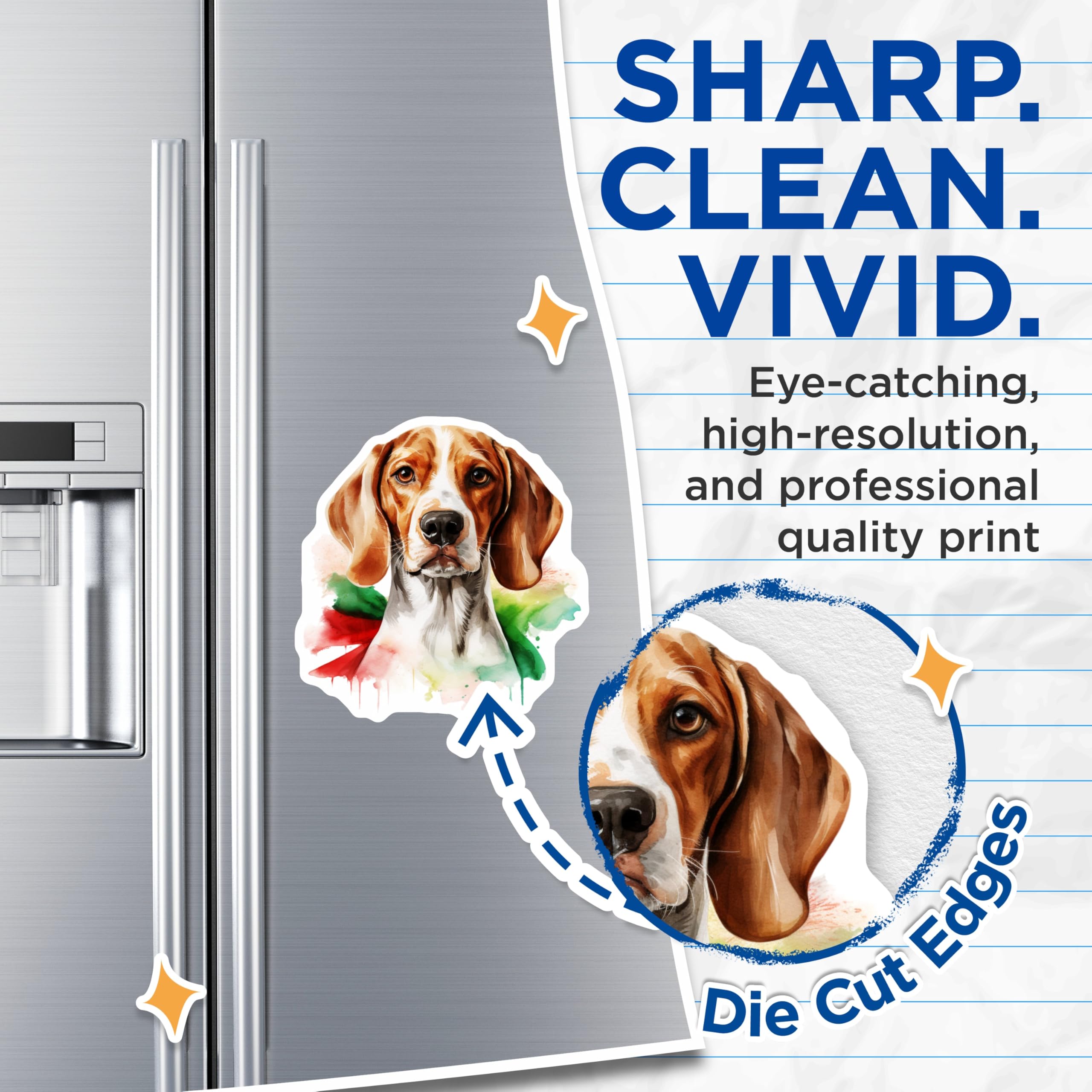 (2 Pack) Beagle Dog Magnets - Watercolor Hound Art - Dog Lover Home Decor - Pet Parent Kitchen Accent - 5 Inches On Longest Side - Thick Durable Magnet - Made in USA - MAG25698