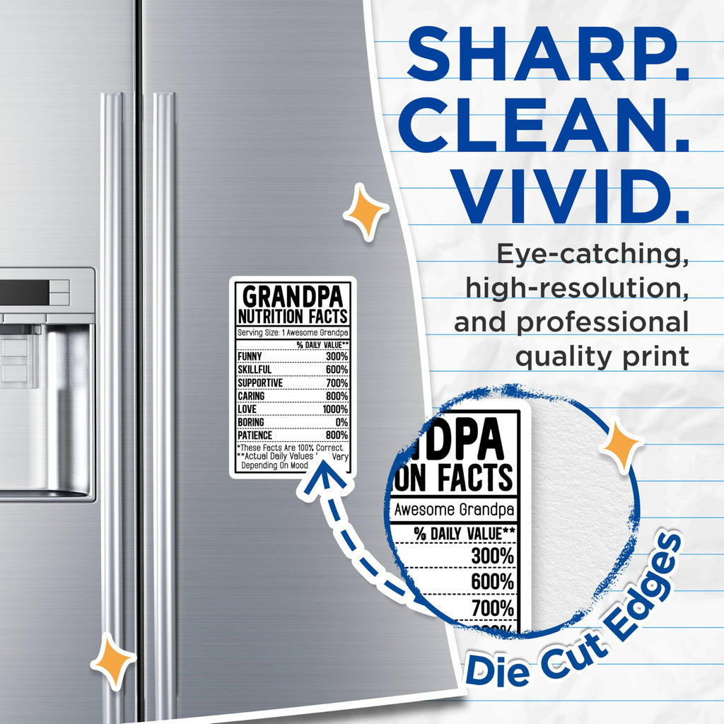 (2 Pack) Grandpa Nutrition Facts Magnets - Humorous Family - Grandparents - 5" On Longest Side - for Cars, Fridges, Toolboxes - Made in USA - MAG4078