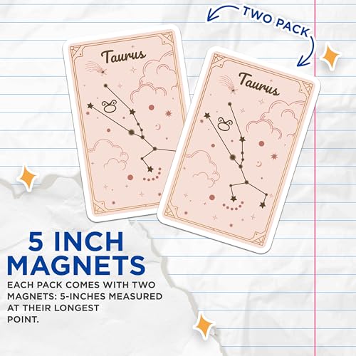 (2 Pack) Zodiac Constellation Magnet - Astrology Home Decor - 5" On Longest Side - Sticks to Smooth Flat Surfaces - Made in USA - MAG9394