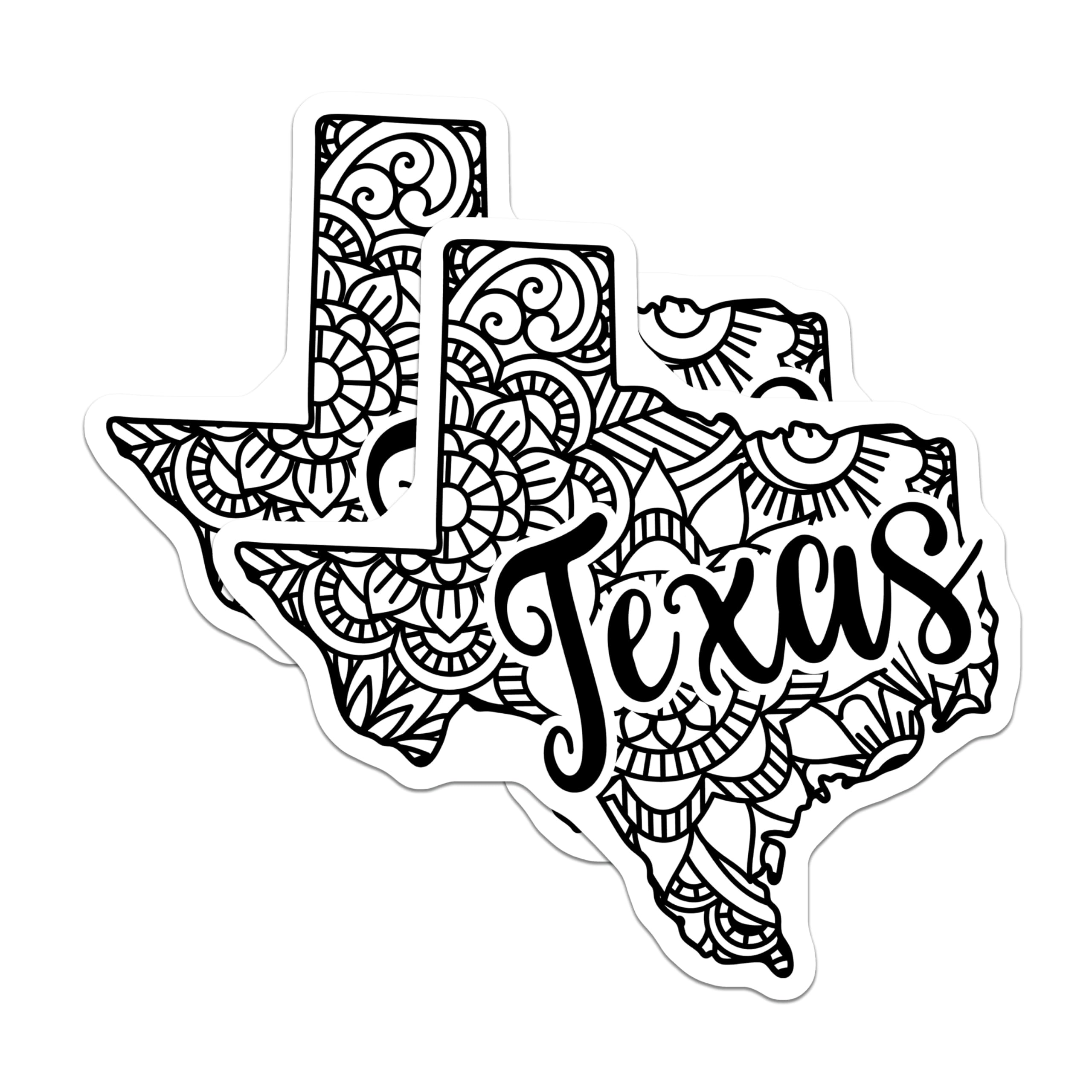 (2 Pack) Texas Magnets - Mandala State Art - Lone Star Decor - Texas Pride Keepsake - 5 Inches On Longest Side - Thick Durable Magnet - Made in USA - MAG19024