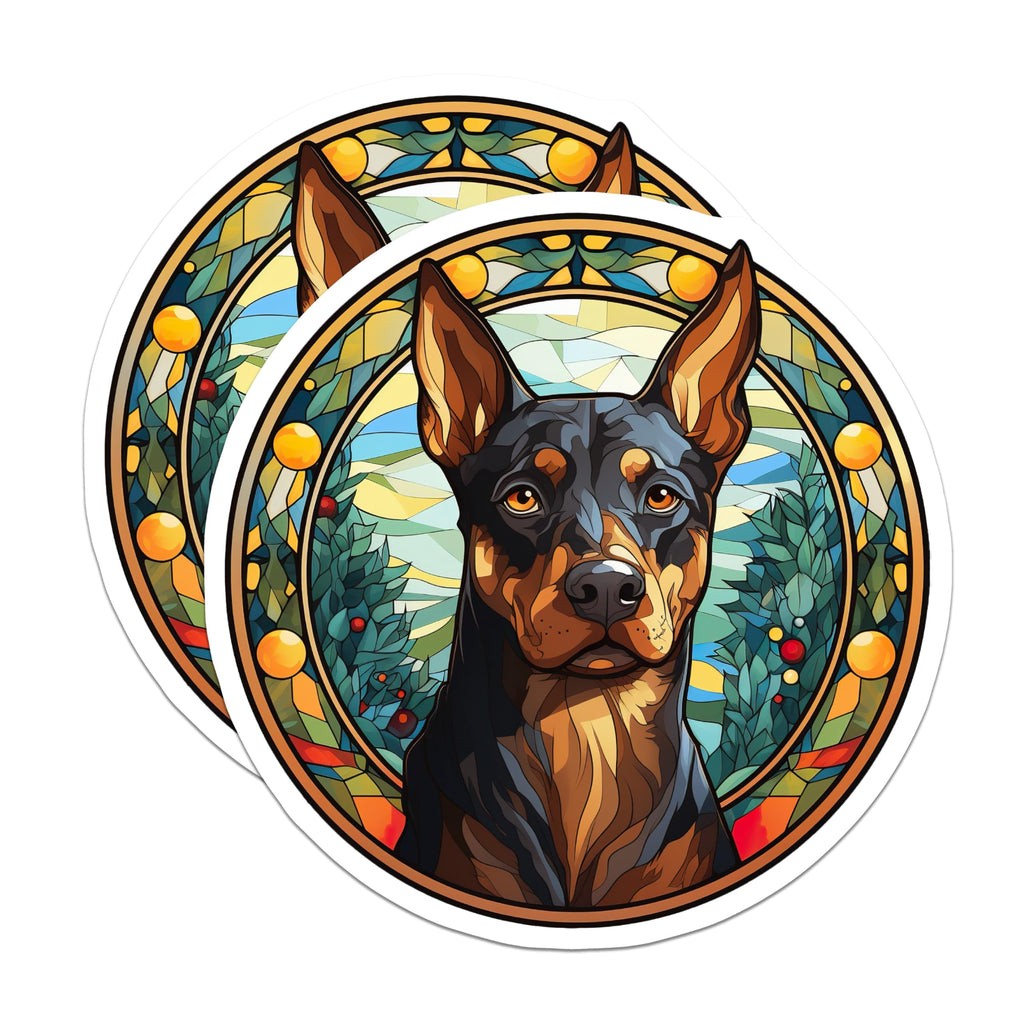 (2 Pack) Doberman Pinscher Dog Magnets - Intricate Stained Glass Pet Art - Doberman Breed Enthusiast Home Decor - 5 Inches On Longest Side - Thick Durable Magnet - Made in USA - MAG23451