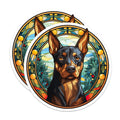 (2 Pack) Doberman Pinscher Dog Magnets - Intricate Stained Glass Pet Art - Doberman Breed Enthusiast Home Decor - 5 Inches On Longest Side - Thick Durable Magnet - Made in USA - MAG23451