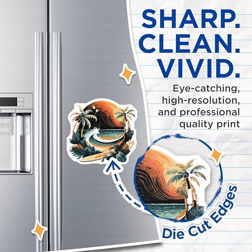 (2 Pack) Surfing Beach Magnets Magnets - Coastal Decor - Tropical Beach Scene - 5" On Longest Side - Made in USA - Sticks to Refrigerators & Metal Surfaces - MAG9259