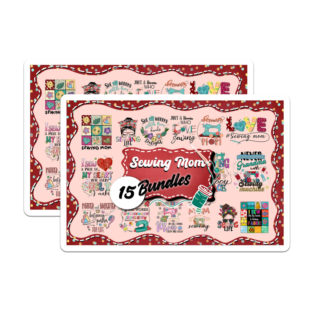 (2 Pack) Sewing Mom Magnets - Quilting Life Decor - Crafty Grandma Refrigerator Art - Hobbyist Mother's Day - 5 Inches On Longest Side - Thick Durable Magnet - Made in USA - MAG36068