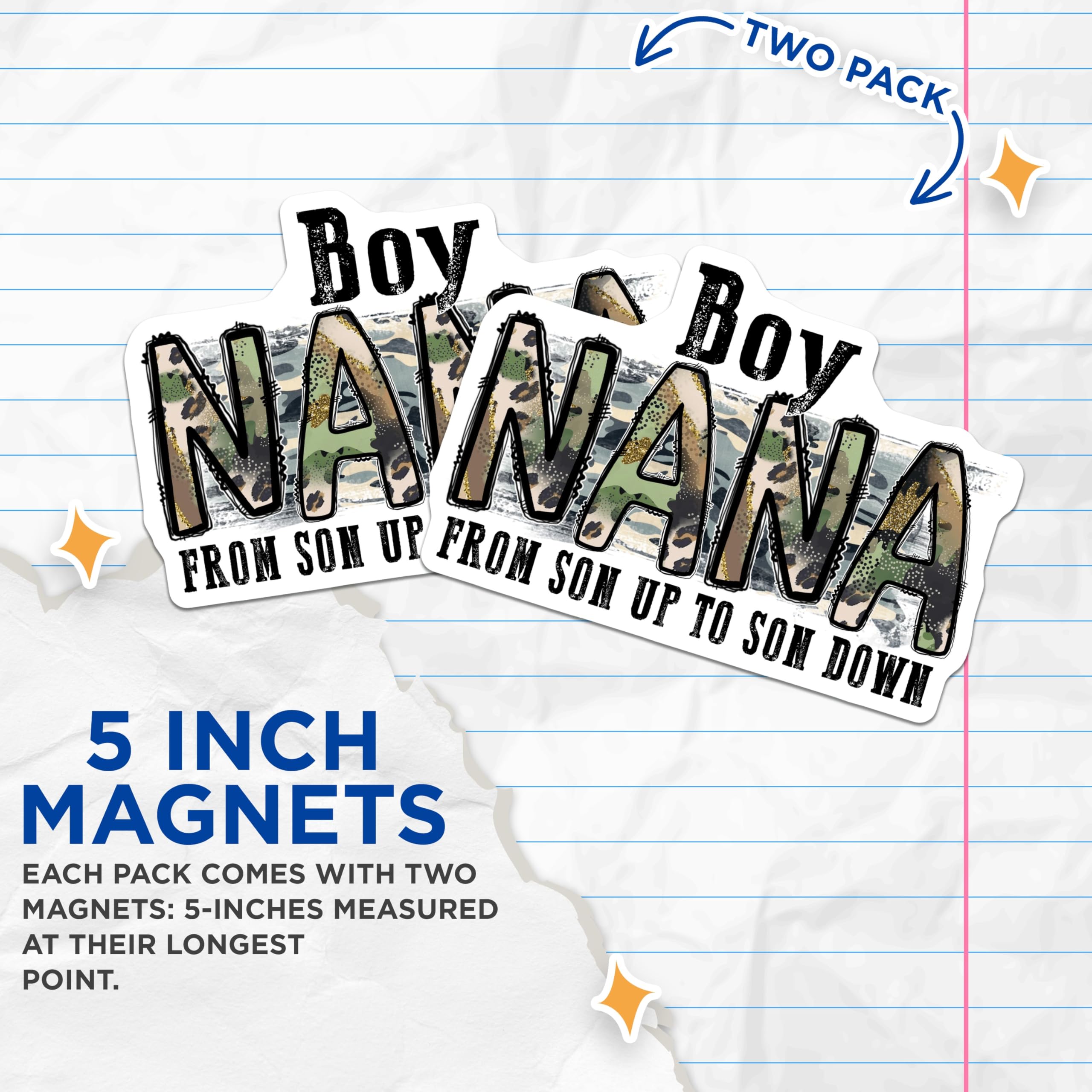 (2 Pack) Boy Nana Magnets - Grandmother Fridge Decor - Grandson Proud Nana Accessory - Mother's Day for Nana - 5 Inches On Longest Side - Thick Durable Magnet - Made in USA - MAG29911
