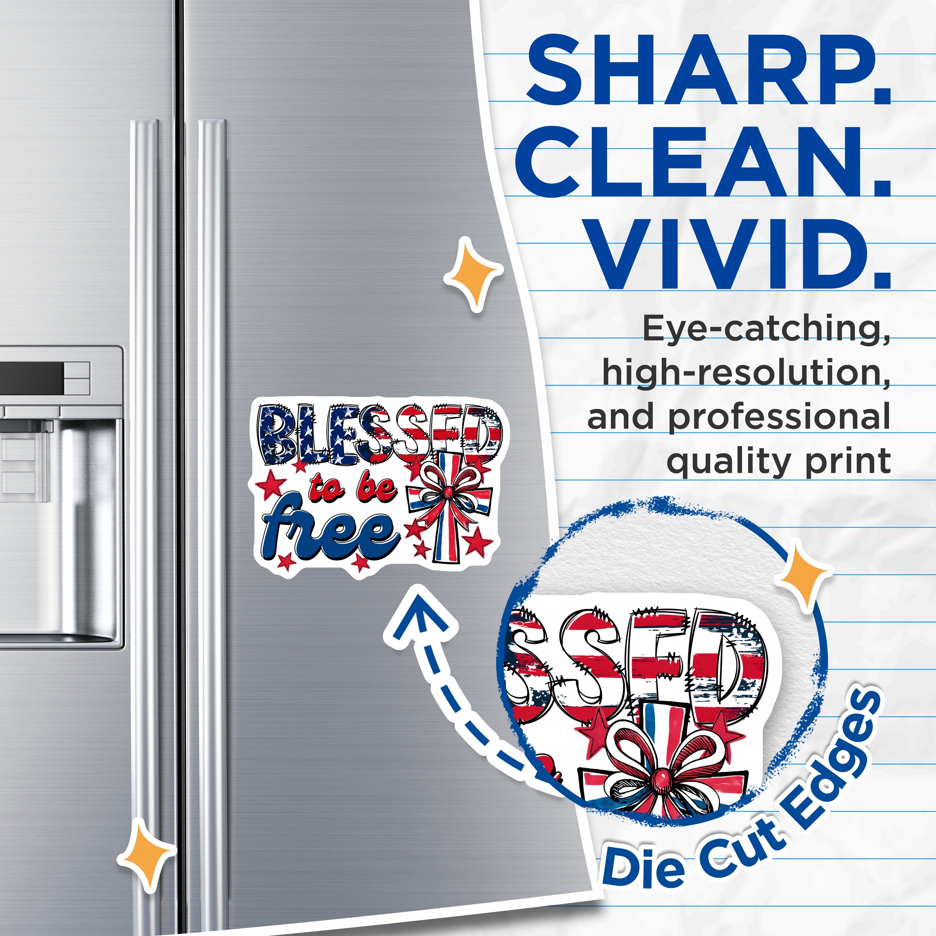 (2 Pack) Blessed to Be Free Magnets - Patriotic Americana - Christian Faith Decor - Fourth of July - Veteran Supporters - 5 Inches On Longest Side - Thick Durable Magnet - Made in USA - MAG39489