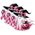 (3 Pack) Pink Ghost Decals - Breast Cancer Awareness - Halloween Decals - 3 Inches On Longest Side - Easy Peel & Apply - Made in USA - 3MCS1354