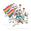 (2 Pack) Rainbow Skeleton Dinosaur Stickers - Cute Skeleton Design - Colorful Dinosaur Stickers for Kids and Adults - 5" On Longest Side - Sticks to Smooth Flat Surfaces - Made in USA - BMCS7135