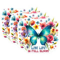 (3 Pack) Butterfly Flower Decals - Live Life in Full Bloom - Laptop Decals - 3 Inches On Longest Side - Easy Peel & Apply - Made in USA - 3MCS0072